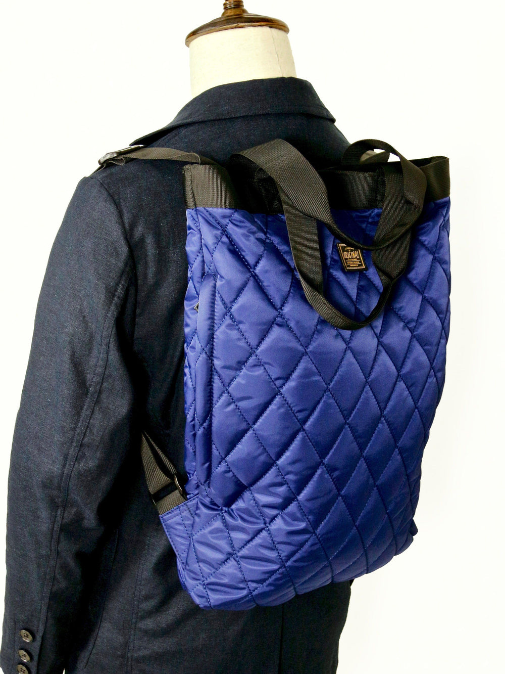 Bag - Blue Quilted Backpack/Shoulder/Hand Bag