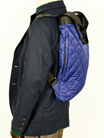 Bag - Blue Quilted Backpack/Shoulder/Hand Bag