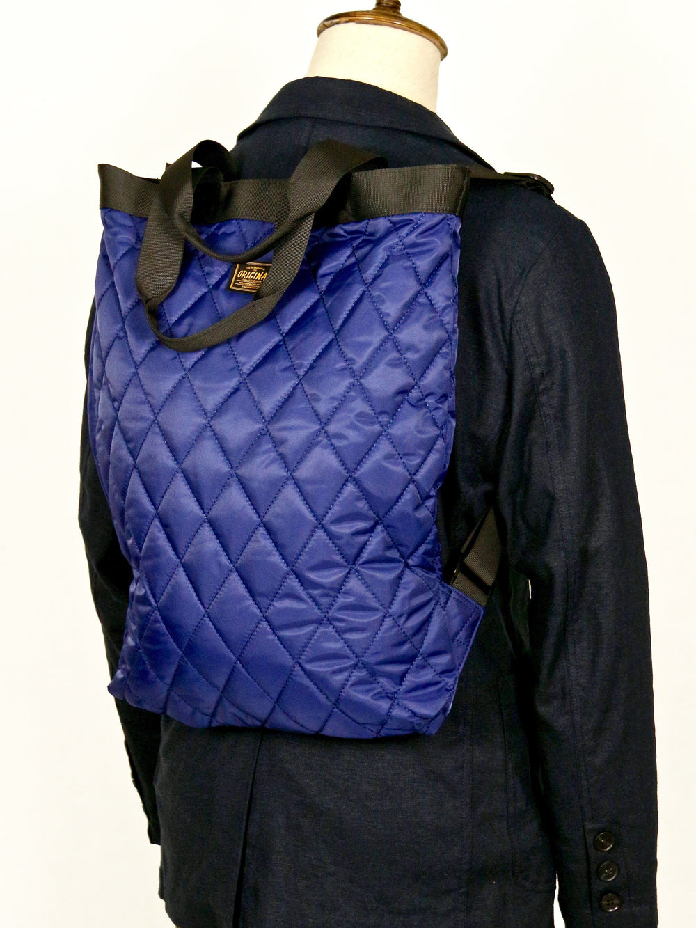 Bag - Blue Quilted Backpack/Shoulder/Hand Bag