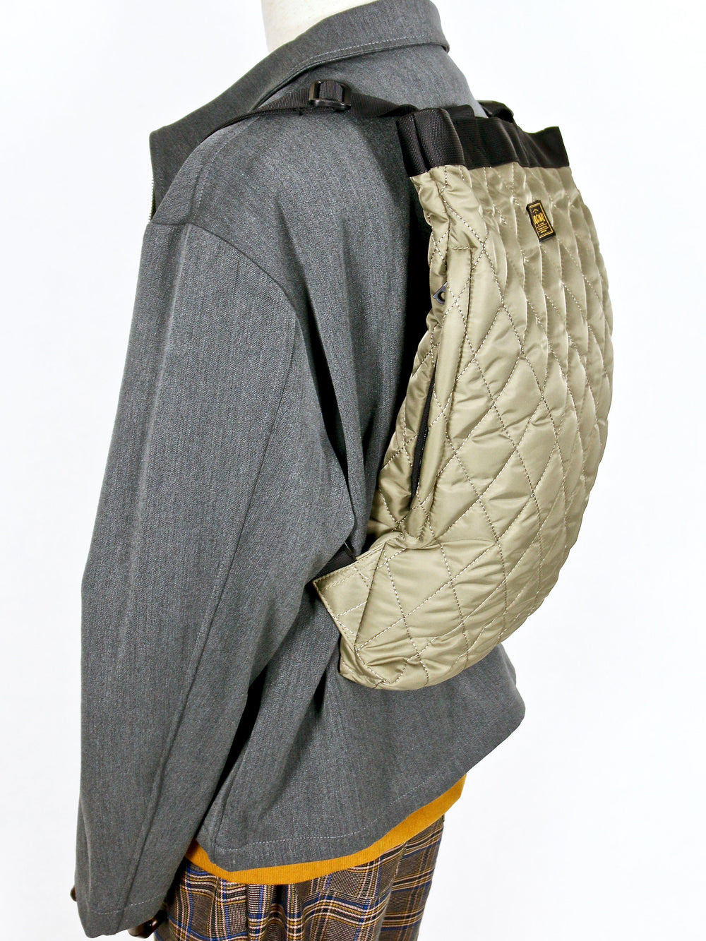 Bag - Khaki Quilted Backpack/Shoulder/Hand Bag