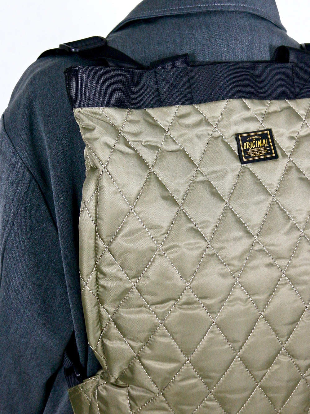 Bag - Khaki Quilted Backpack/Shoulder/Hand Bag