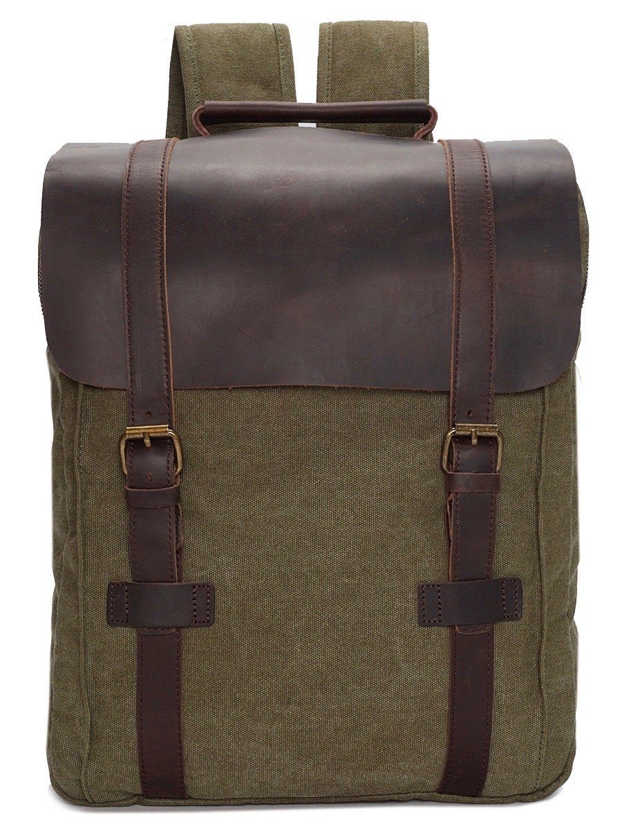 Bag - Leather Cover Olive Rucksack