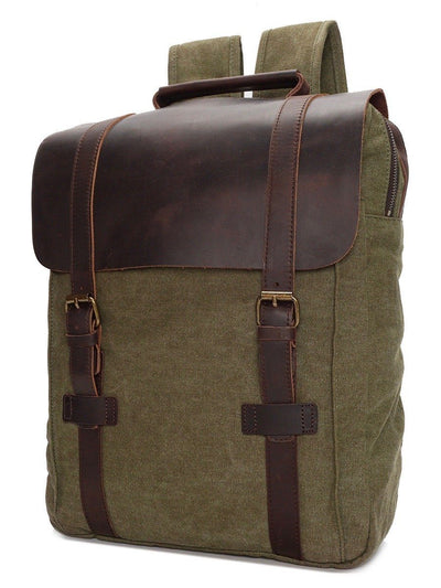 Bag - Leather Cover Olive Rucksack