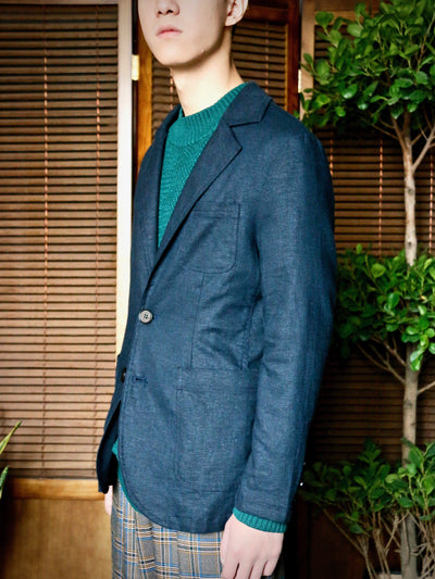 Blazer - 3-Pocket 2-Button Navy Linen Blazer