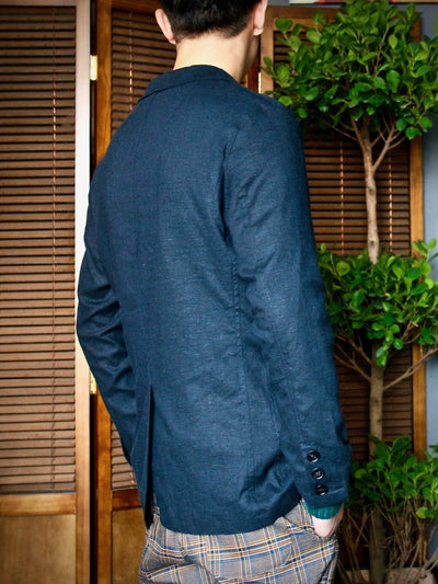 Blazer - 3-Pocket 2-Button Navy Linen Blazer