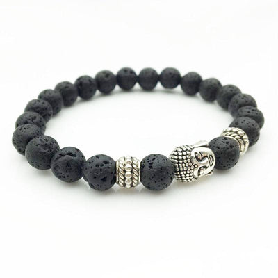 Bracelet - Natural Black Vesuvianite Beads With A Budda Face Bracelet