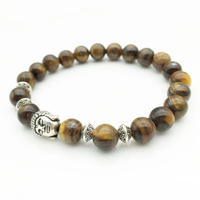 Bracelet - Natural Tiger Rock Beads With Budda Face Bracelet