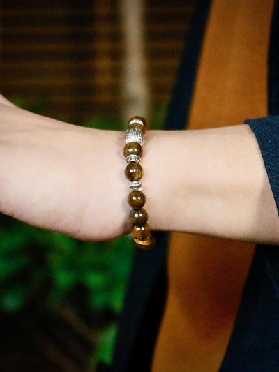 Bracelet - Natural Tiger Rock Beads With Budda Face Bracelet