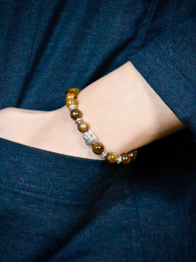 Bracelet - Natural Tiger Rock Beads With Budda Face Bracelet