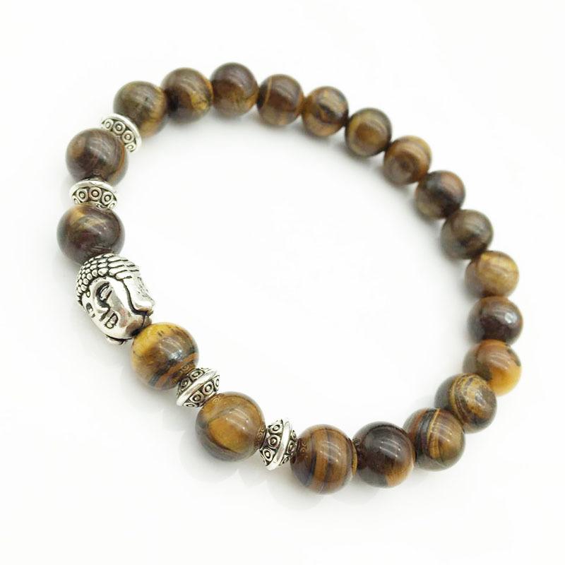 Bracelet - Natural Tiger Rock Beads With Budda Face Bracelet