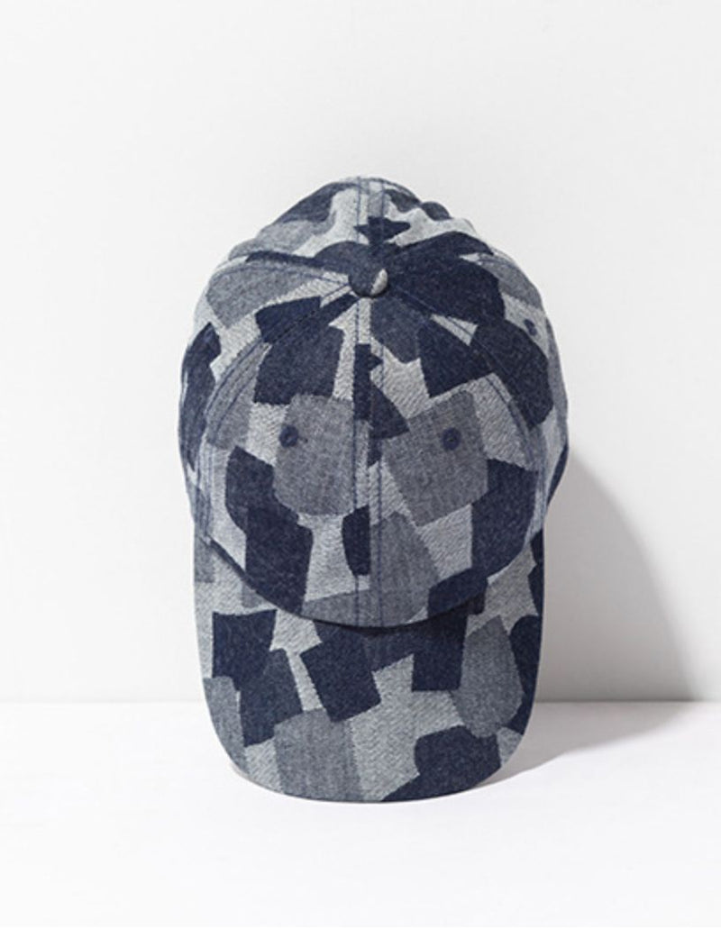 Hat - Woven Irregular Checked Denim Cap