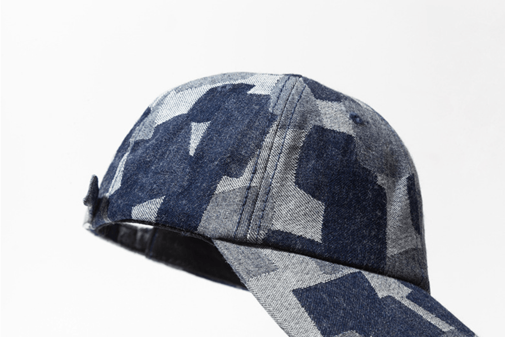 Hat - Woven Irregular Checked Denim Cap