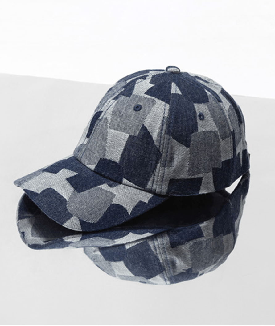 Hat - Woven Irregular Checked Denim Cap