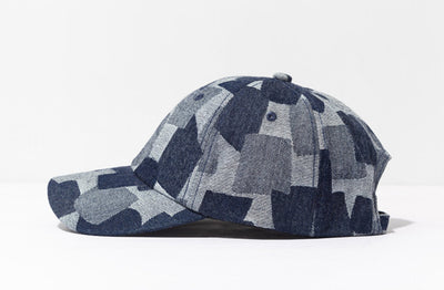 Hat - Woven Irregular Checked Denim Cap