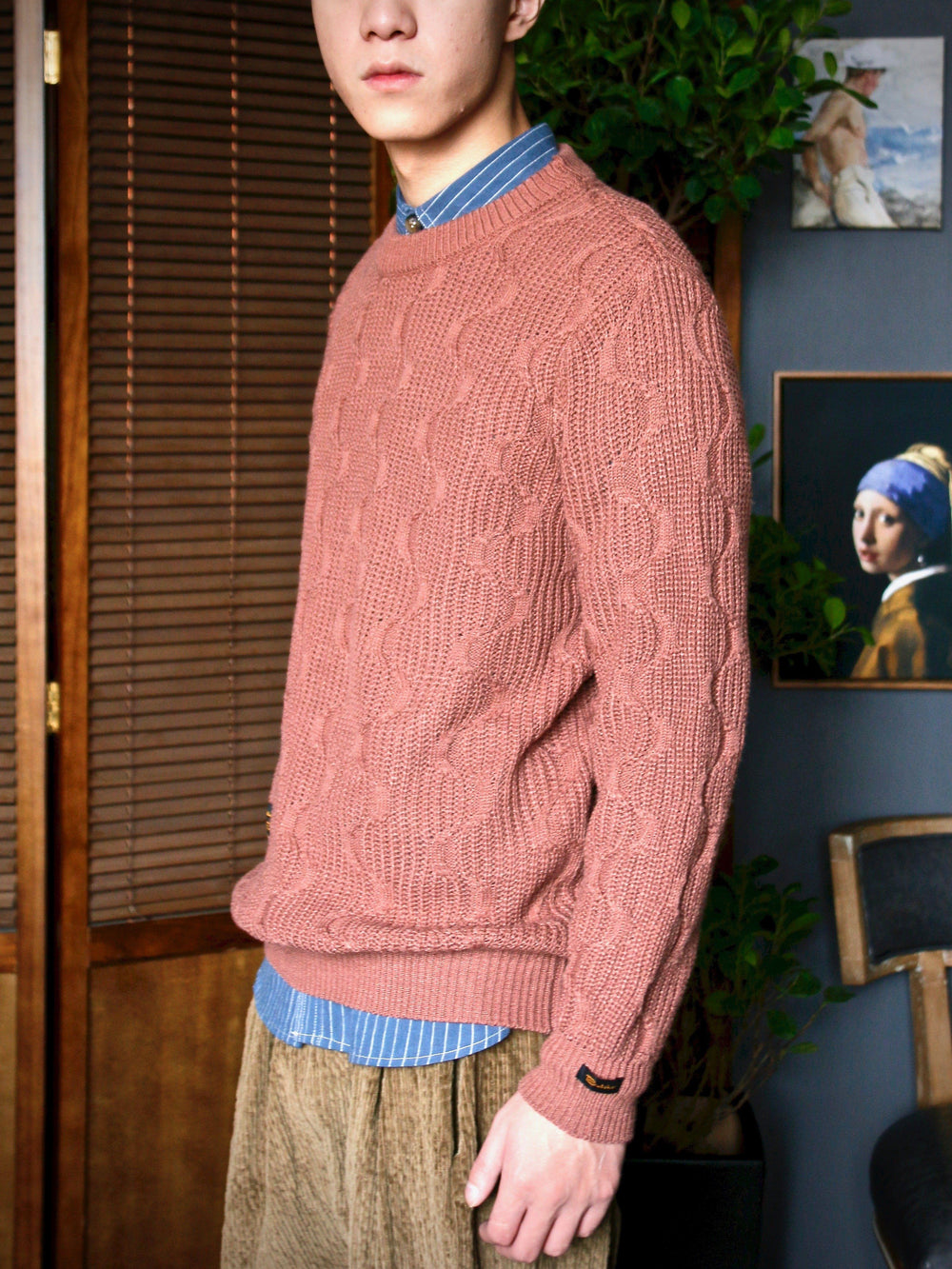 Knitwear - Wave Pattern Round Collar Knitted Jumper