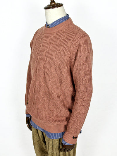 Knitwear - Wave Pattern Round Collar Knitted Jumper