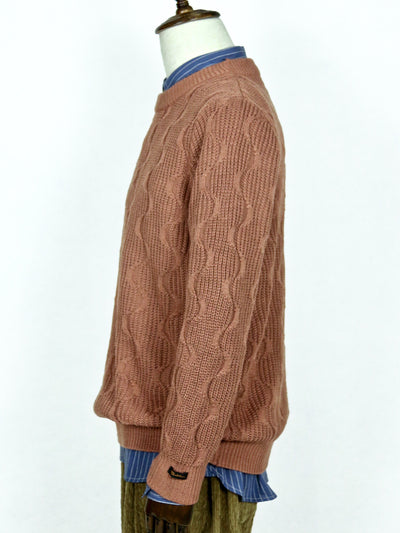 Knitwear - Wave Pattern Round Collar Knitted Jumper