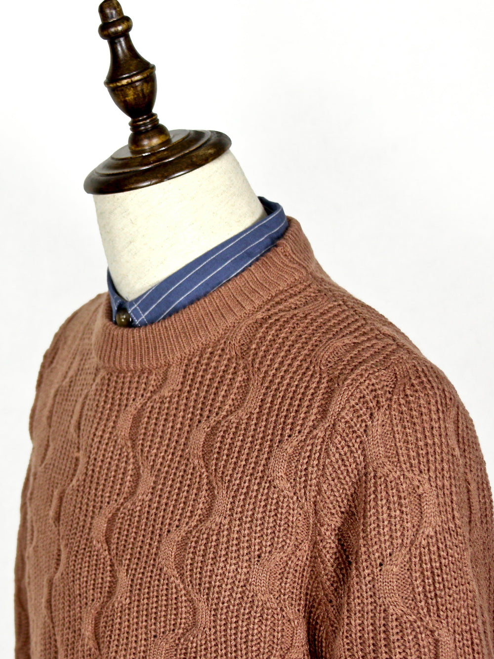 Knitwear - Wave Pattern Round Collar Knitted Jumper