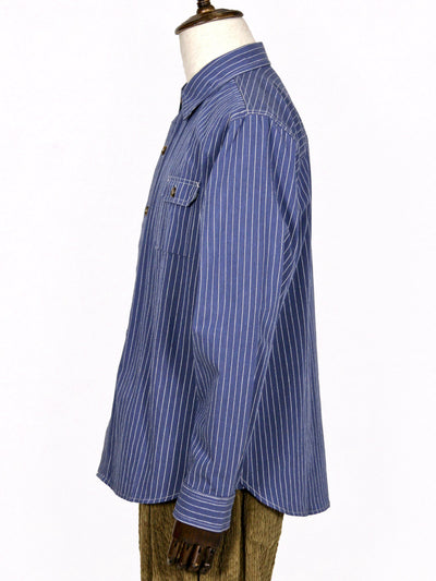 Shirt - Multi-Pocket Striped Woven Cotton Shirt