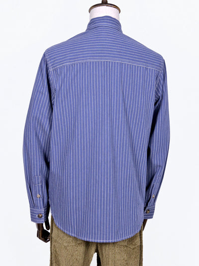 Shirt - Multi-Pocket Striped Woven Cotton Shirt