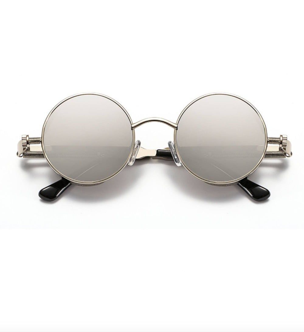 Sunglasses - Retro Style Round Shape Sunglasses With Metal Frames