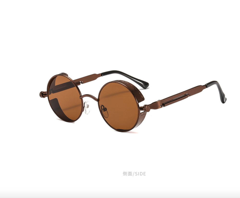 Sunglasses - Retro Style Round Shape Sunglasses With Metal Frames