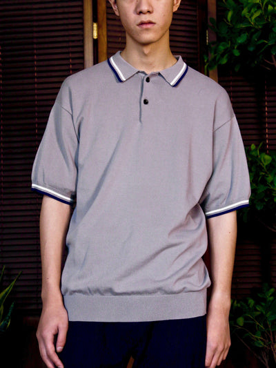 Top - Knitted Short-Sleeve Polo Shirt