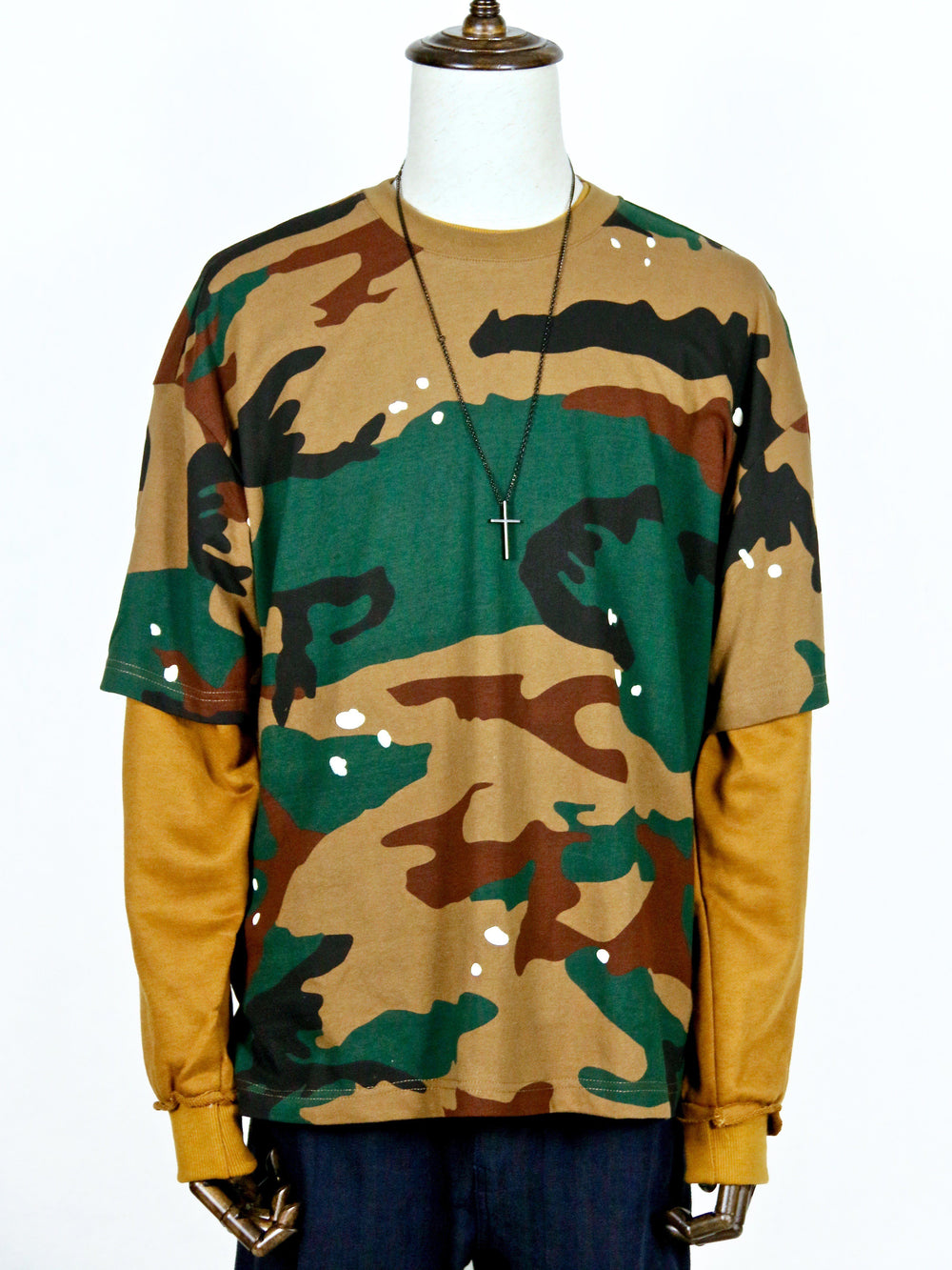 Top - Oversized Camouflage Print Short-Sleeve T-Shirt