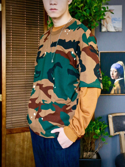 Top - Oversized Camouflage Print Short-Sleeve T-Shirt