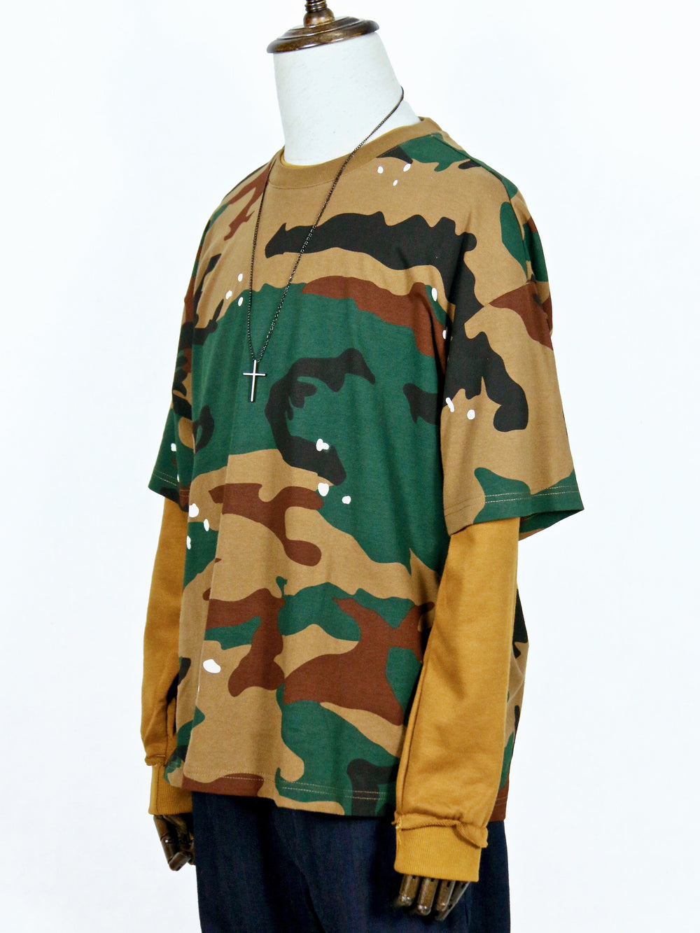 Top - Oversized Camouflage Print Short-Sleeve T-Shirt