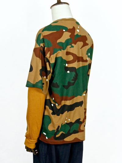 Top - Oversized Camouflage Print Short-Sleeve T-Shirt