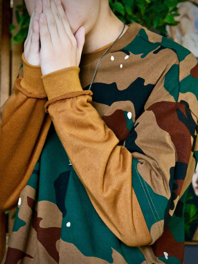 Top - Oversized Camouflage Print Short-Sleeve T-Shirt