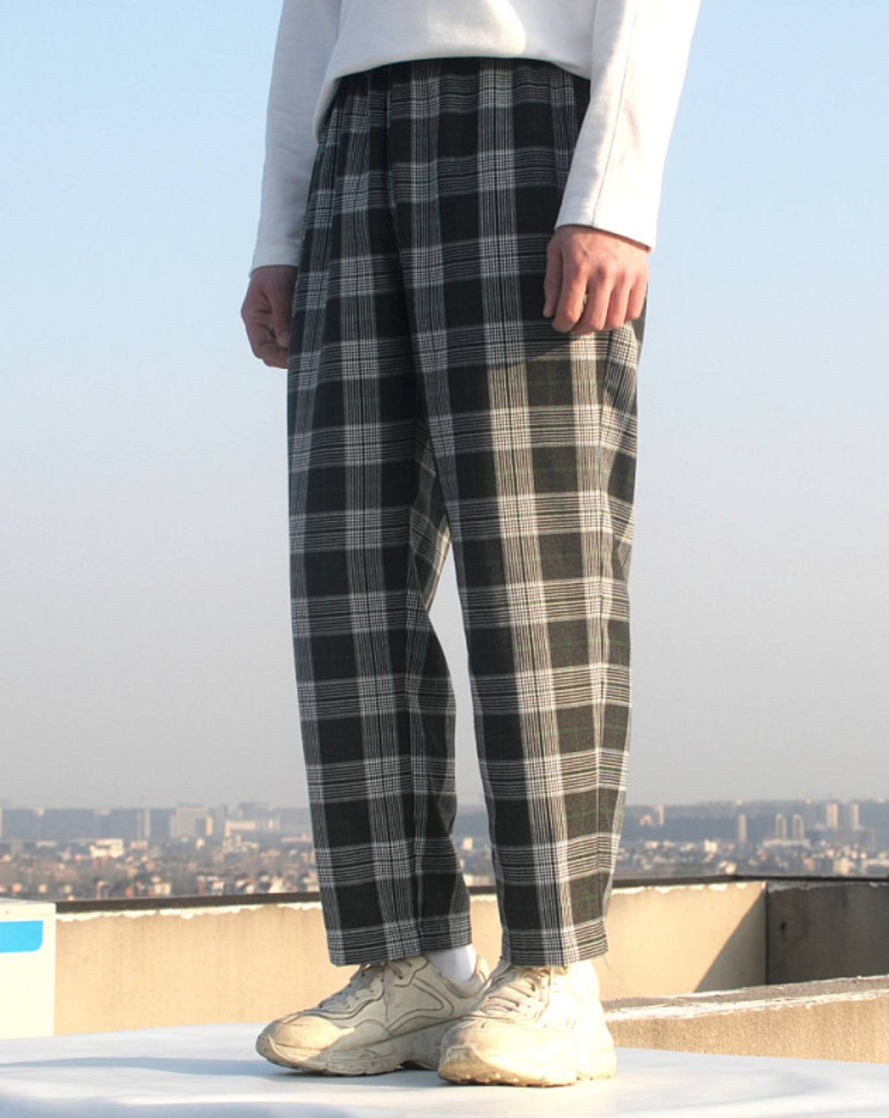 Trousers - MultiColoured Checked Elastic Waistband Trousers